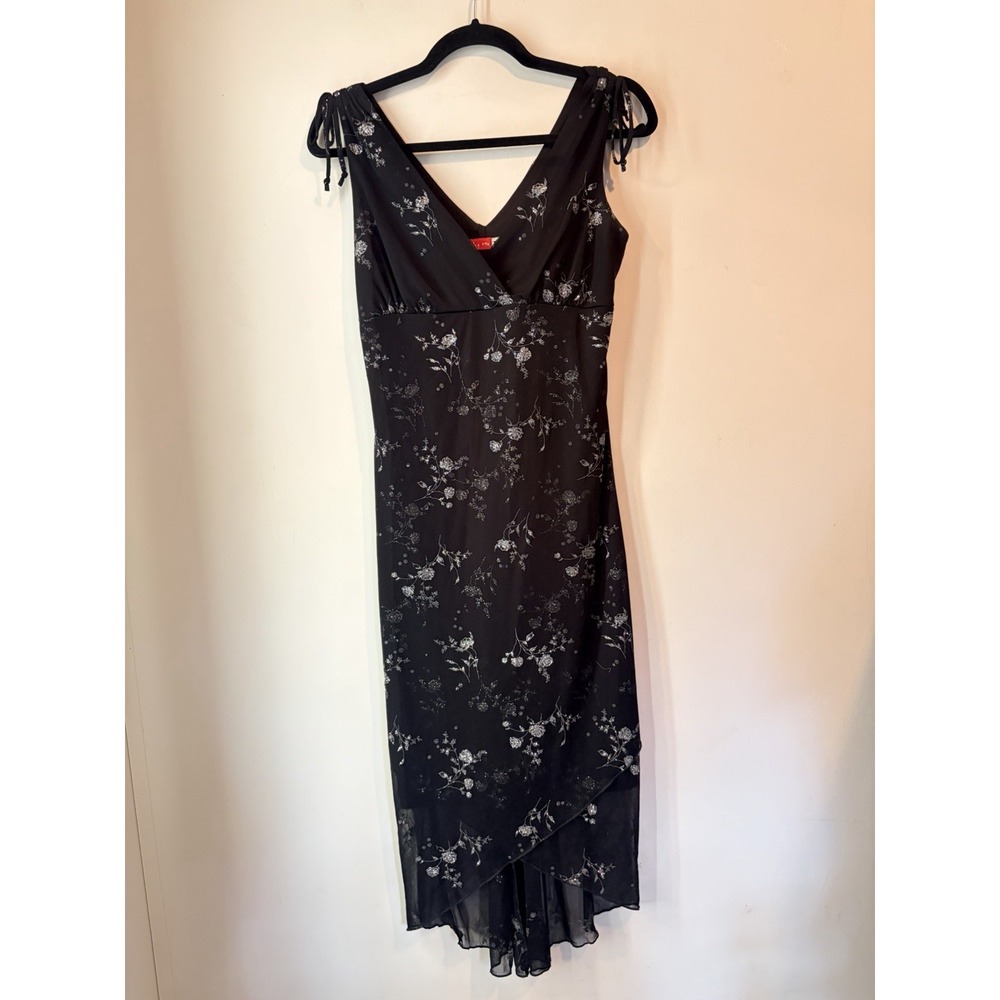Vintage Ruby Rox Asymmetrical Midi Dress black glitter fairy Core Medium Layered